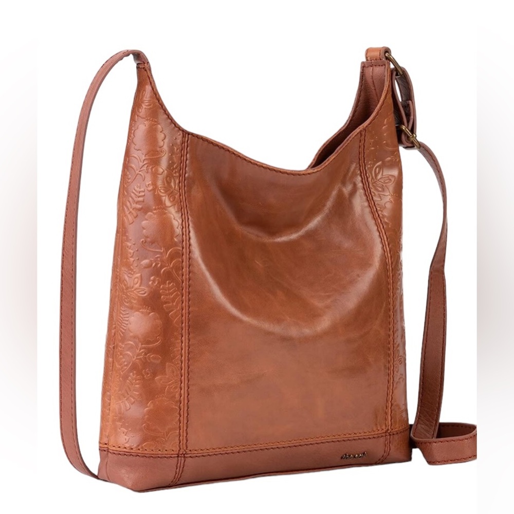The Sak De Young Crossbody in Leather Tobacco Floral Embossed II New with tags